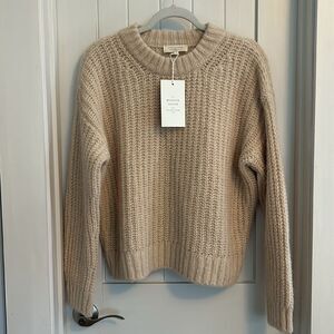 Sezane Cream Knit Crew Neck Sweater